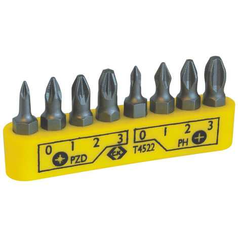 C.K T4522 Bit-Set 8teilig Kreuzschlitz Phillips, Kreuzschlitz Pozidriv