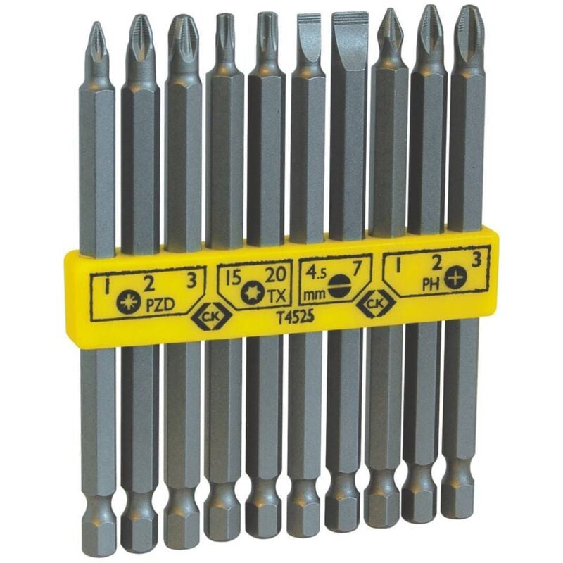 C.k Magma - c.k T4525 Jeu d'embouts 10 pièces vis à fente, cruciforme Phillips, vis Pozidriv, 6 pans intérieurs (tx)