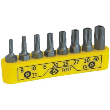 C.K T4527 Set di inserti per cacciaviti in supporto - 8 pezzi per viti Torx