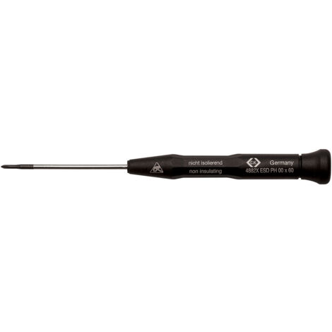 C.K  T4882X0 ESD ESD Kreuzschlitz-Schraubendreher PH 0 Klingenlänge: 60 mm DIN EN 61340-2