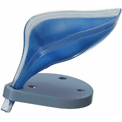 CKNGFV Porte-savon transparent pour salle de bain en forme de feuille (bleu)