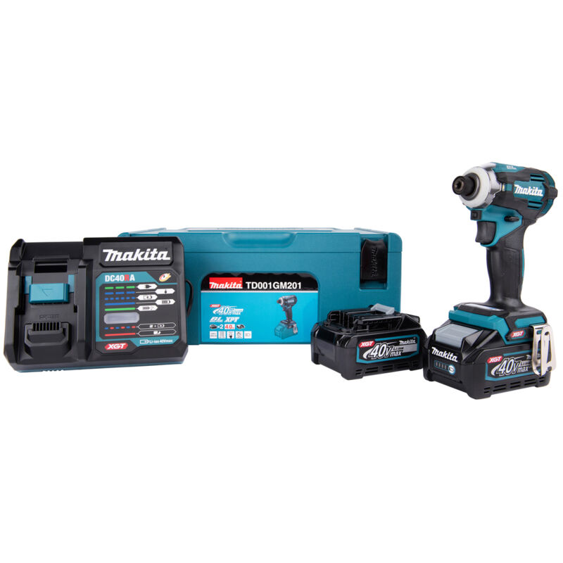 Visseuse à chocs Makita XGT 40Vmax Li Ion 220 Nm avec 2 batteries 4.0 Ah et coffret MAKPAC II