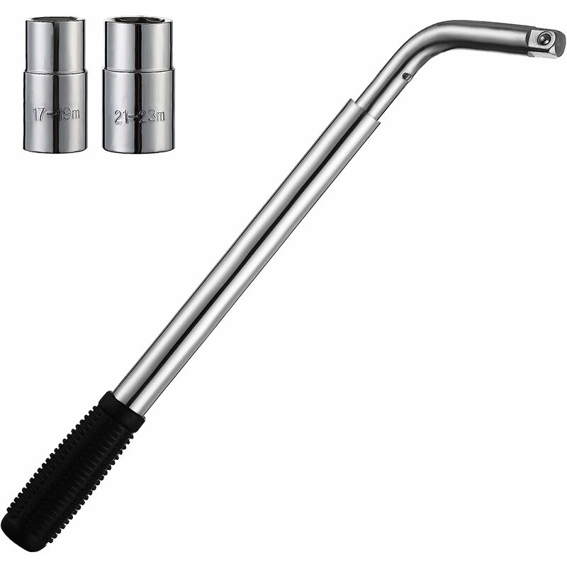 Monly - Clé Démonte-Roue Télescopique,clé de roue extensible en acier pour voiture, fourgonnette, camion, caravane (17 mm, 19 mm, 21 mm et 23 mm)