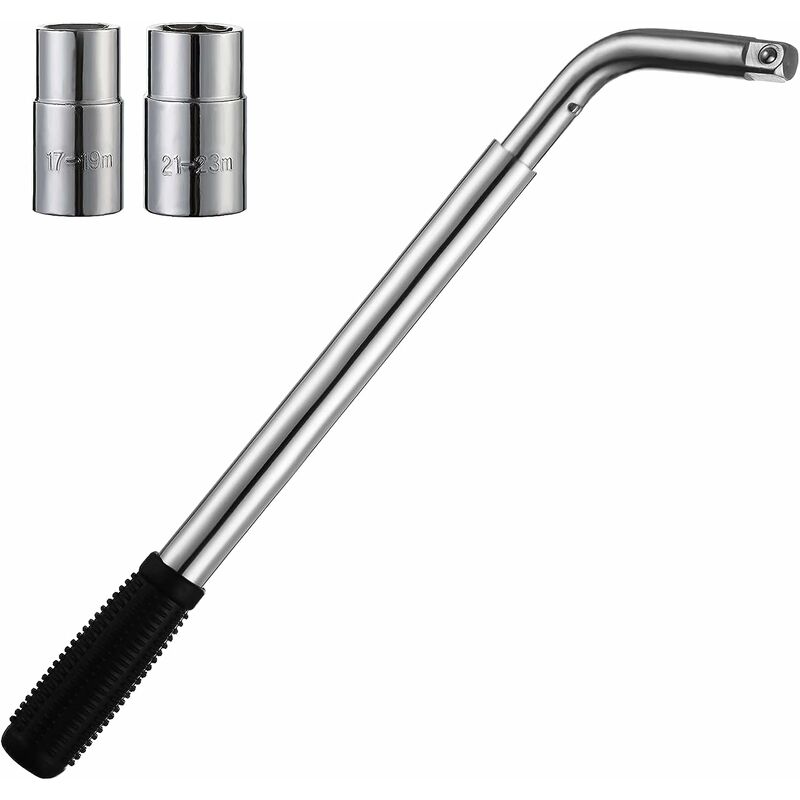 Gridcool - Clé Démonte-Roue Télescopique,clé de roue extensible en acier pour voiture, fourgonnette, camion, caravane (17 mm, 19 mm, 21 mm et 23 mm)