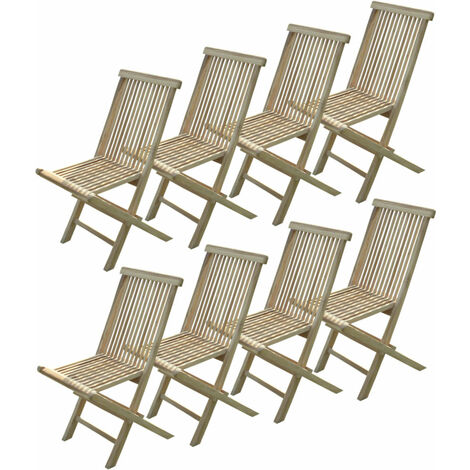 C&L Jardin – Lot de 8 chaises pliantes en teck massif – Dimensions L.48 x P.58 x H.90 cm – Charge maximale 120 kg – Assemblage tenon/mortaise