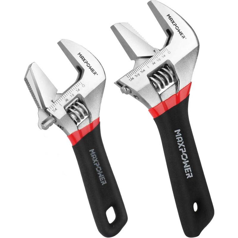 Clé à Molette 160,205 mm Cle a Molette Courte avec Grande Grande Ouverture 35, 48mm avec Graduations des Systèmes Impérial et Métrique Cle Molette 2