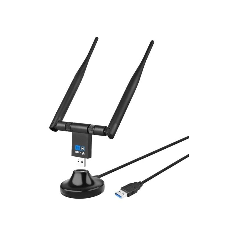 Ineasicer - Clé Wifi, Usb 3.0 Wifi Wireless Adaptateur 1200mbps, Clé Wifi Dongle Dual Band Detachable 5dbi 2.4/ 5.8 Ghz Antenne, Compatible Avec