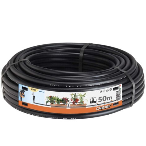 Claber Tuyau d’alimentation 13x16 50 m, arrosage goutte à goutte PE noir flexible