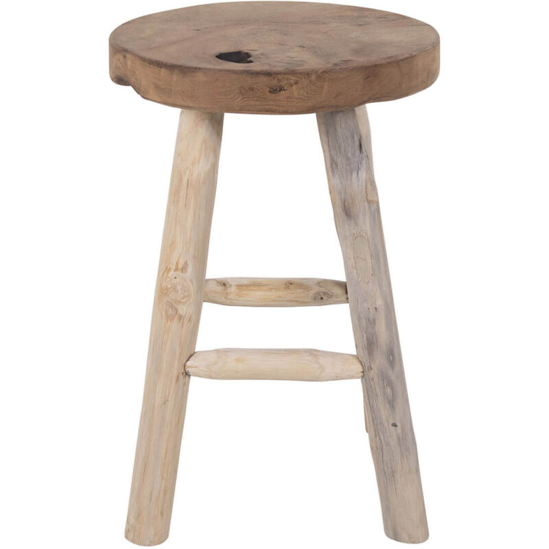 CLACIKO - Tabouret 4 Pieds en Teck Brut Naturel