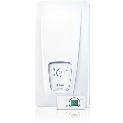 CLAGE DSX Touch, chauffe-eau instantané confort électrique avec télécommande radio, 18 - 27 kW / 400 Volt, résistant à la pression, 3200-36600