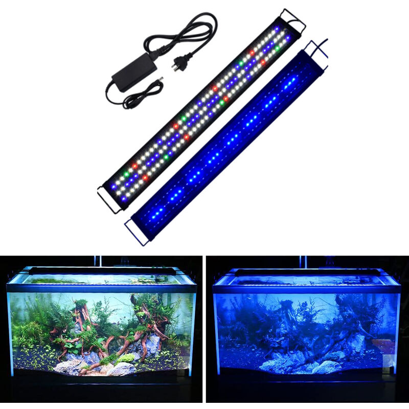 Clairage Aquarium led 90CM Lampe pour Poisson Plantes Aquatiques Lumière d'aquarium pour 90-110cm Étanche IP68 Noir