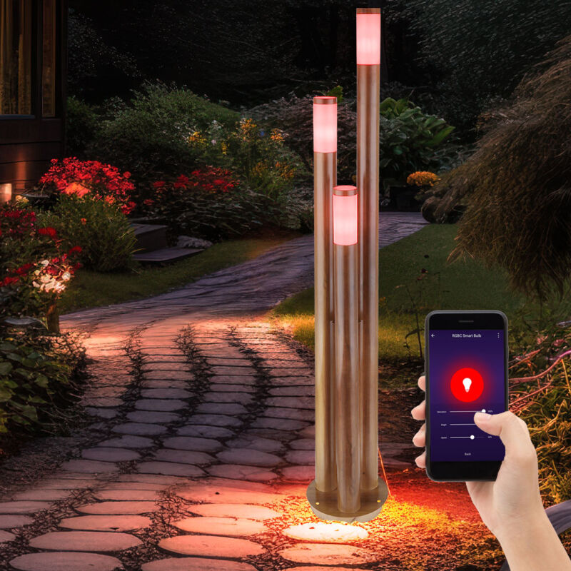 Clairage de chemin extérieur en acier inoxydable lampe d'extérieur lampadaire jardin lumière aspect bois, acier inoxydable, contrôle d'application,