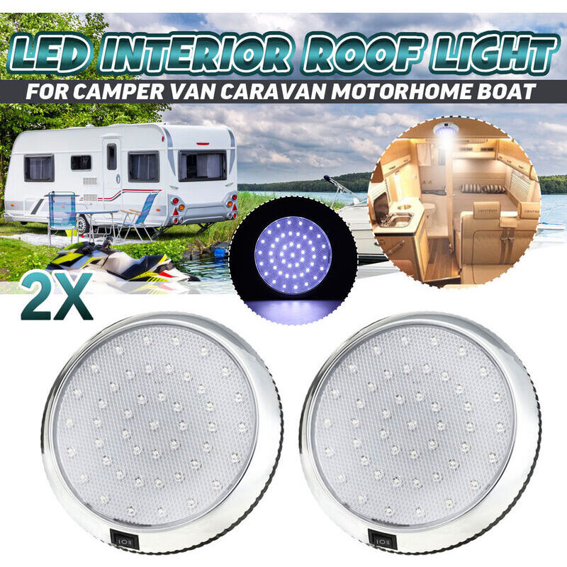 Clairage intérieur de camping-car 12 v led - Interrupteur marche/arrêt pour camping-car, caravane, camping-car, bateau, blanc froid, surface chromée