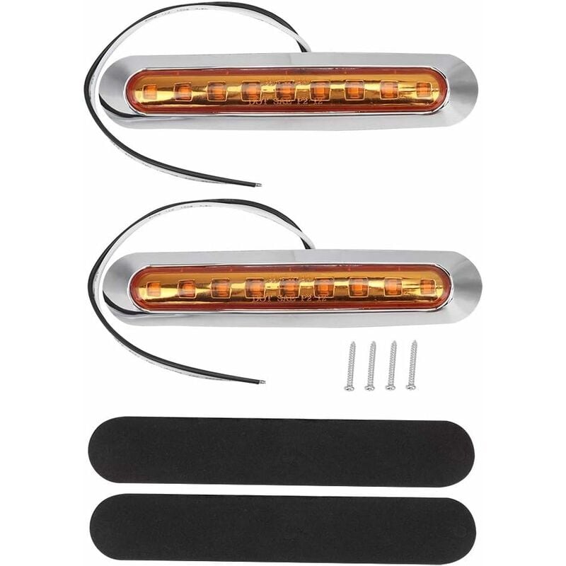 Aougo - clairage pour remorque,9 led Signal de clignotant latéral Voyant d'avertissement tournant pour camion remorque(2 pcs)
