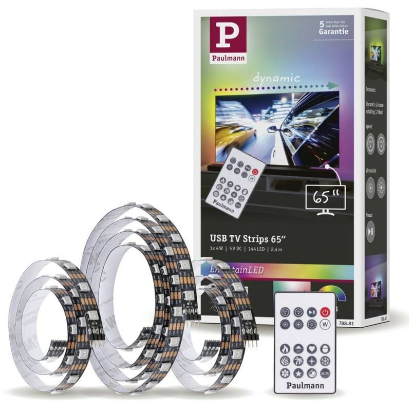 Paulmann Licht - Paulmann tv Strips 65 Zoll 78881 Ruban led (Base) avec connecteur usb 5 v 2.4 m rvb 1 set