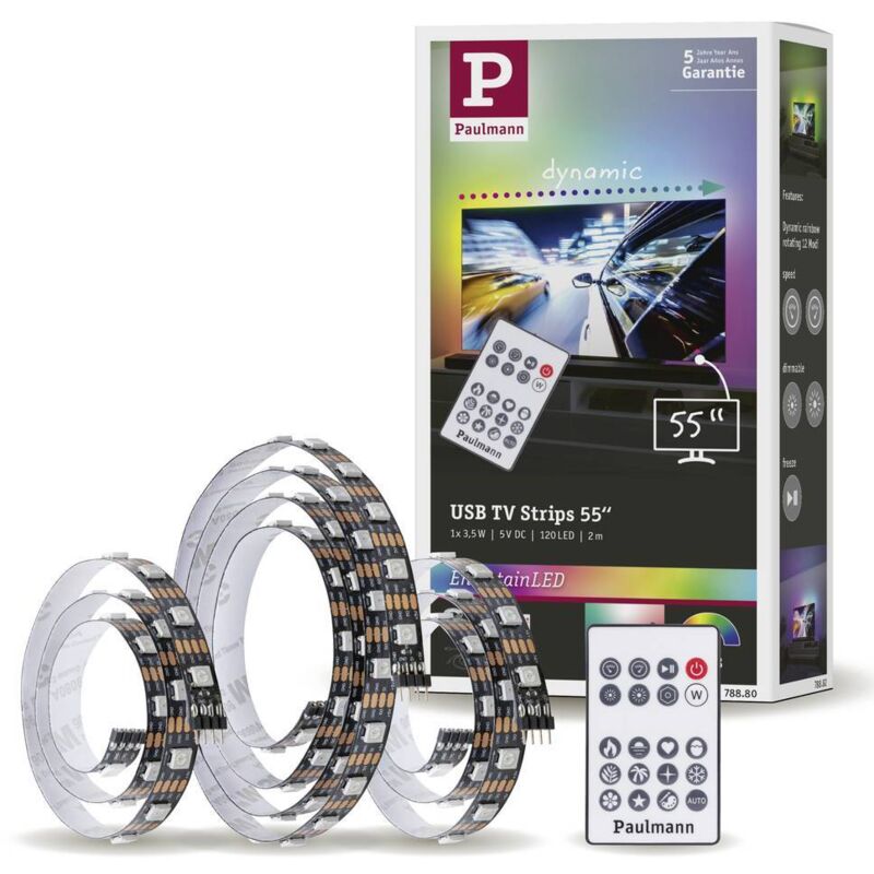 Paulmann Licht - Paulmann tv Strips 55 Zoll 78880 Ruban led (Base) avec connecteur usb 5 v 2 m rvb 1 set