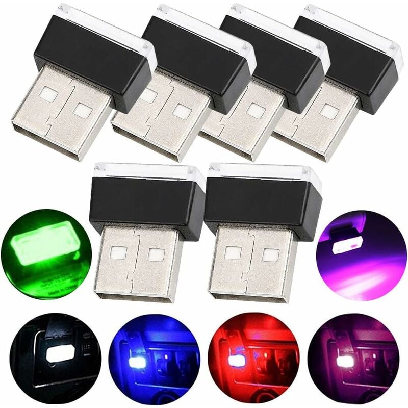 Kueatily - clairage usb de voiture - 6PCS Lumière d'ambiance intérieure de voiture Mini lumière led universelle sans fil usb - Plusieurs couleurs,