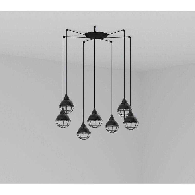 

Faro Barcelona - CLAIRE Lámpara colgante negra 7L - NEGRO BRILLO
