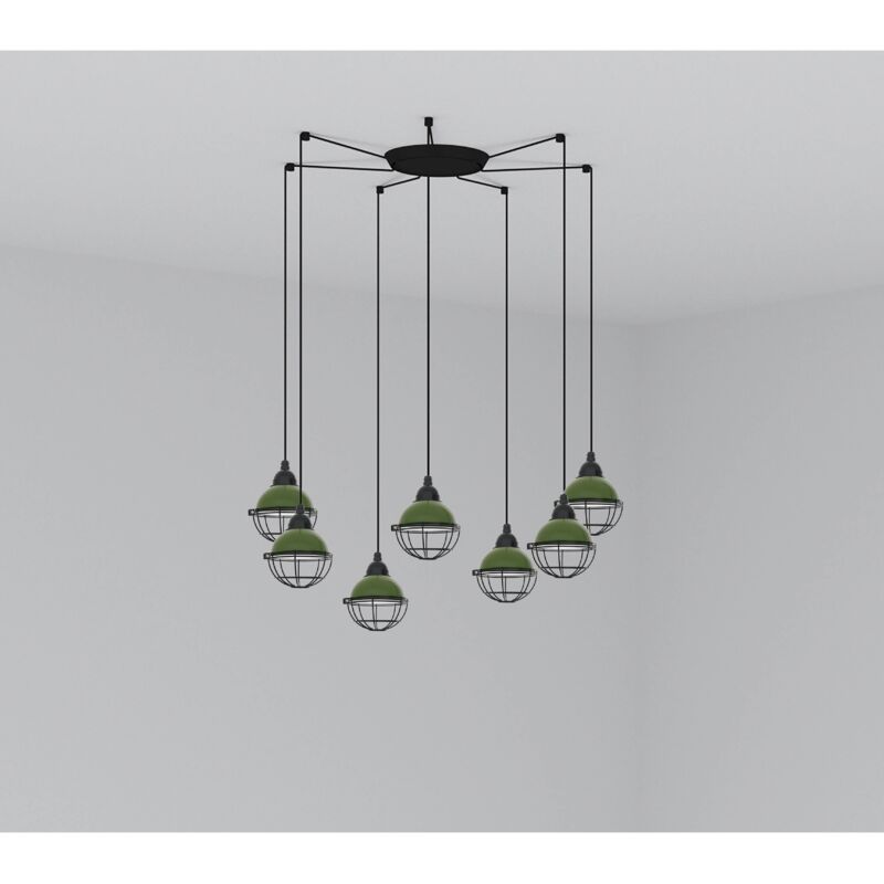 

Faro Barcelona - CLAIRE Lámpara colgante verde 7L - VERDE BRILLO