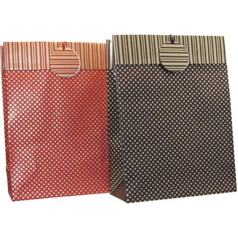 Clairefontaine 212814C - Sacchetto regalo, misura M, 12 x 4,5 x 13,5 cm, 1 pezzo Recto/Verso marrone/rosso assortiti