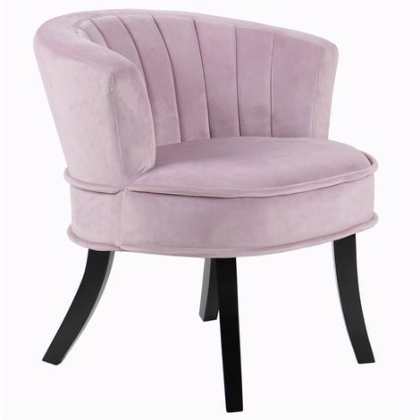 CLAM - Designer Curved Shell Back Accent Occasional Chair - Amethyst - Amethyst Pink / Dark Stain Legs