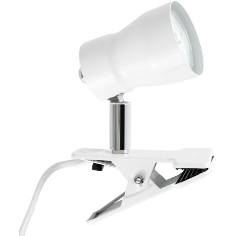 Clamp On Desk Lamp Spotlight In Gloss White Finish