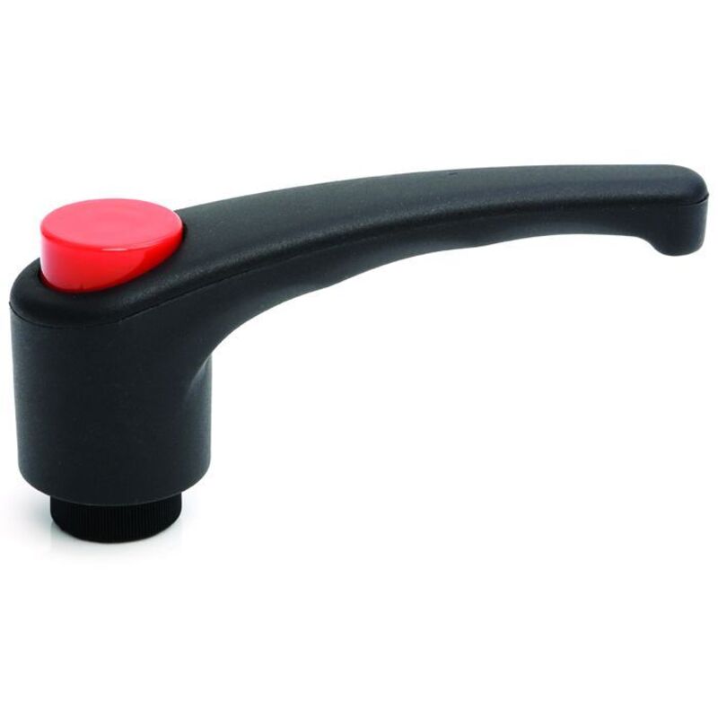 Clamping handle - M6 - Reinforced nylon - Ergonomic - Black with red cap