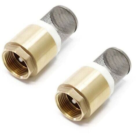 Clapet anti-retour 2 pièces avec filtre d'aspiration en acier inoxydable, clapet anti-retour à noyau de cuivre fileté de 34 mm pour le raccordement de la pompe