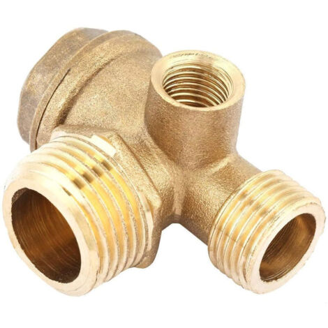 Clapet anti-retour à trois voies, Clapet Anti-Retour de compresseur d'air, Clapet Anti-Retour fileté mâle en Laiton à 3 Ports, Outil de connecteur de Tube de clapet fileté pneumatique Accessoires