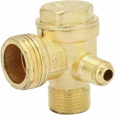 Clapet Anti-retour de Compresseur d'air à 3 Ports, Valve de Compresseur D'air, Clapet Anti-retour Unidirectionnel à Trois Voies Clapet Anti-retour en Laiton pour Connecter les Raccords de Tuyauterie