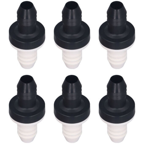 Clapet anti-retour en plastique (lot de 6) à une voie, pour liquides et gaz, diamètre d'interface 3/8 pouce (10 mm), coque en ABS CDBS6, membrane en caoutchouc silicone.