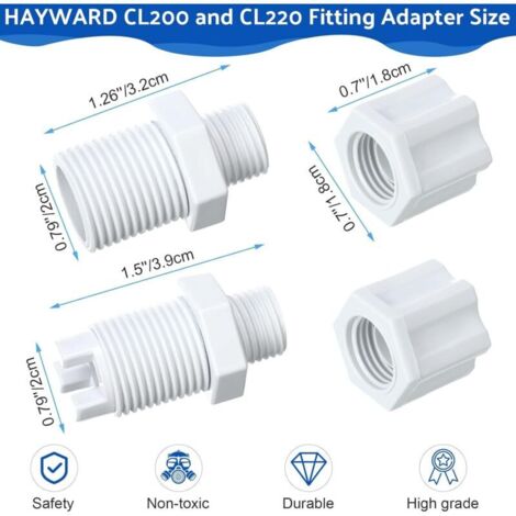 Clapet anti-retour et raccord d'entrée Hayward CLX220 1/4" (taille impériale), avec colliers de serrage, vanne de commande, 2 colliers de serrage, 2 clapets anti-retour et 1 rouleau de ruban téflon ro
