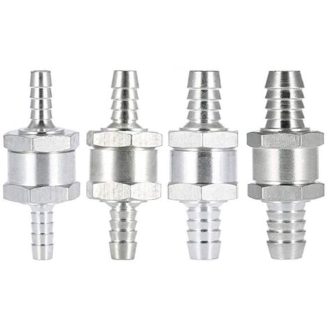 Clapet anti-retour(4 pièces) de retour de carburant en aluminium à sens unique (6 8 10 12mm) pour Essence Diesel Huile Car Chrome Eau Auto Carburateur Systèmes Basse Pression Tuyau
