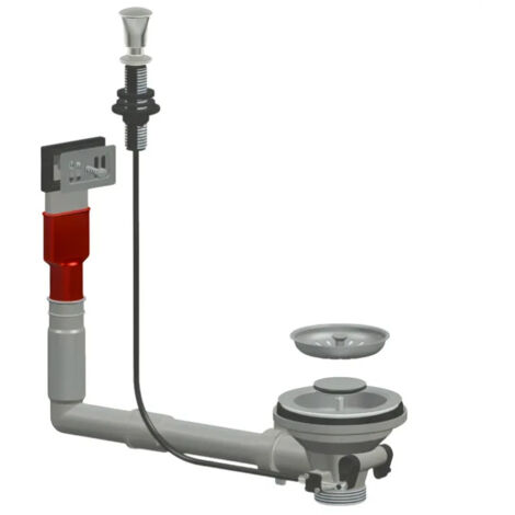 Clapet automatique avec poignée chromé pour éviers en acier inoxydable LIRA 1755TPR