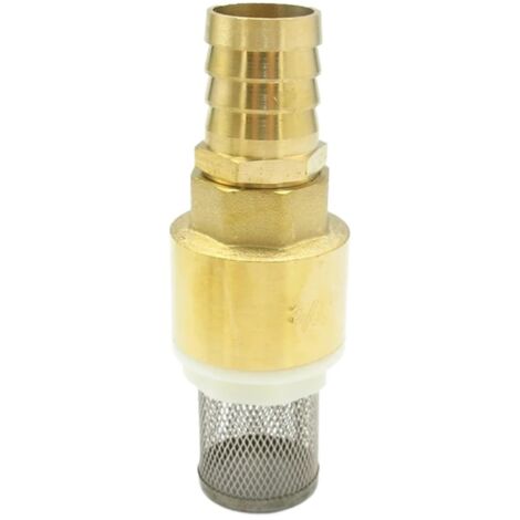 Clapet de pied – 16 mm / 3/4 – DN20 – en Laiton et Acier inoxydable – Clapet anti-retour avec crépine d'aspiration pour Pompe puit, vide cave, diesel, fioul"