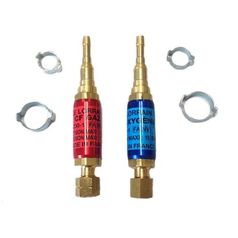 Clapets anti-retour CF Norme EN730-1 – M12x100 – OX/GAZ pour chalumeau soudeur – Olives étagées avec colliers – Le Lorrain