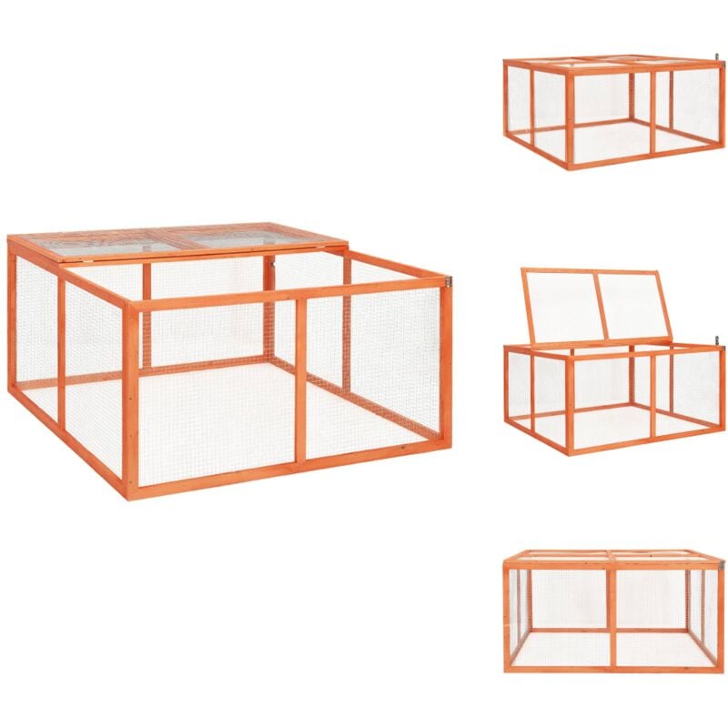 Clapier 124x120x60 cm Bois de sapin massif - Clapier Lapin - Abri Lapin - Enclos Lapin - Cage Lapin - Animal Domestique
