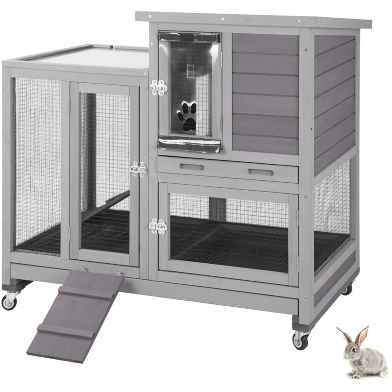 Clapier à lapin en bois Clapier à cochon d'Inde Clapier à lapin d'intérieur avec parcours Maison pour lapin d'extérieur avec toit en asphalte Maison