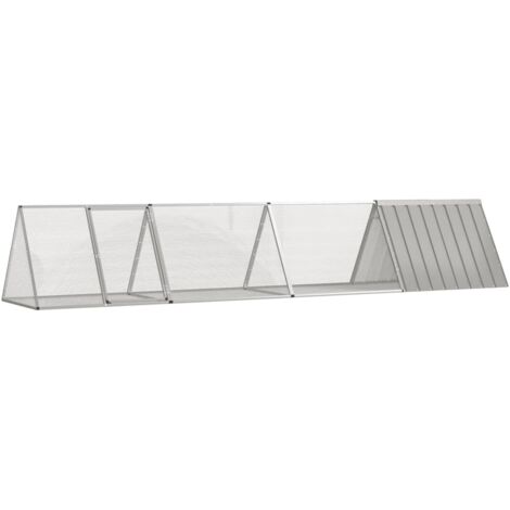 Clapier à lapin - Enclos Poulailler pour animaux Gris 403,5x80,5x71 cm Acier galvanisé BV467991 - BonneVie