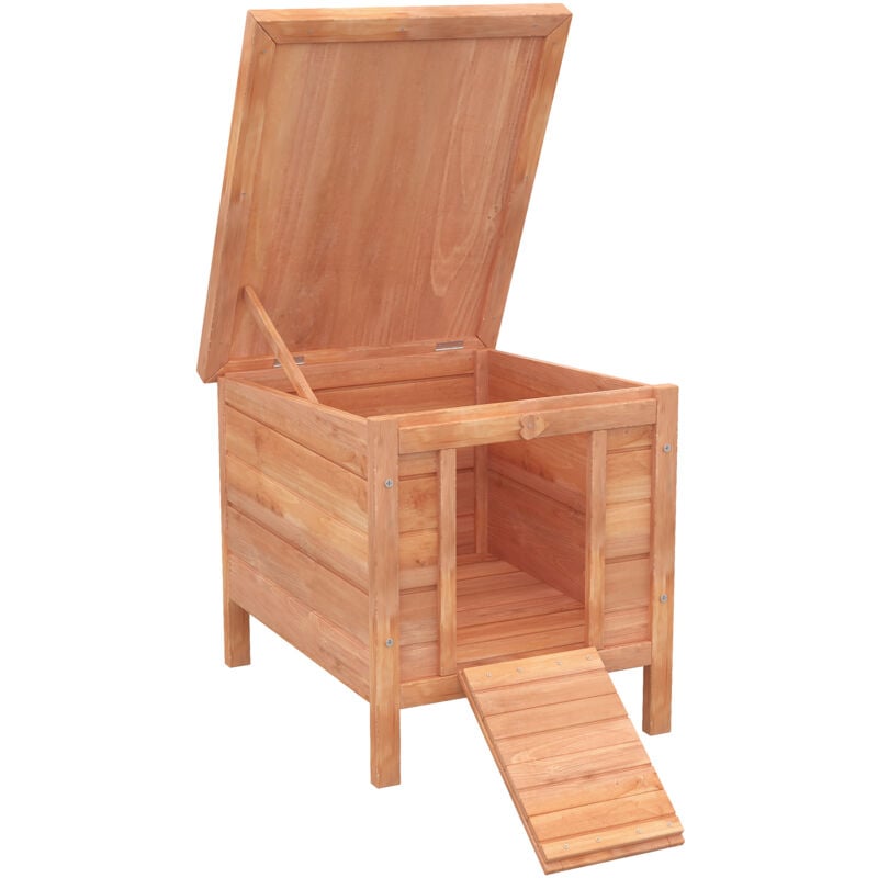 Clapier de sol niche enclos pour lapin porte rampe verrouillable 2 en 1 toit ouvrant bitumé bois sapin pré-huilé