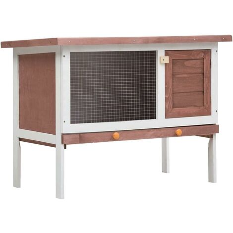 Clapier d'extérieur 1 niveau 90 x 45 x 65 cm marron bois