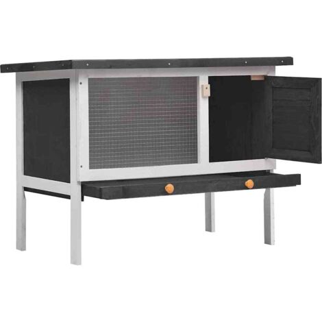 Clapier d'extérieur 1 niveau Gris Bois CFW95023