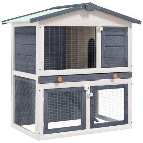 Clapier d'extérieur 3 portes Gris Bois CFW32019