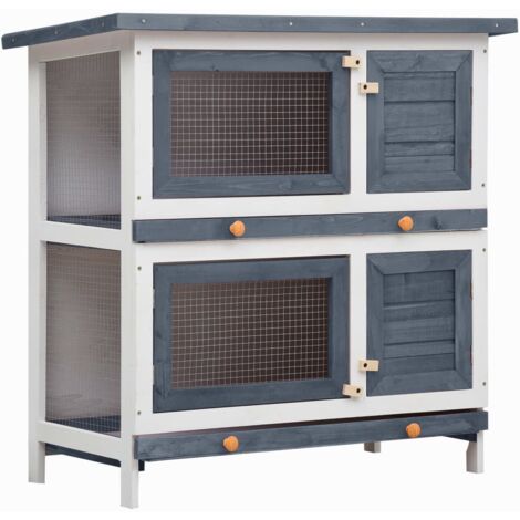 Clapier d'extérieur 4 portes Gris Bois CFW71464