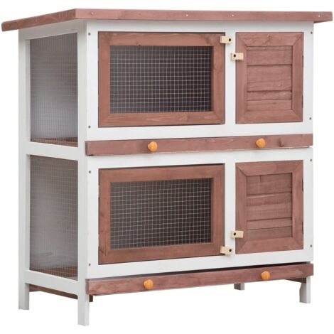 Clapier d'extérieur 4 portes Marron Bois CFW59358