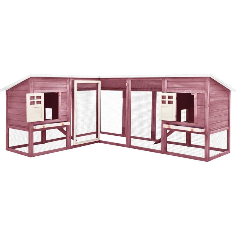 Vidaxl - Clapier d'extérieur avec piste Moka et blanc Bois de sapin