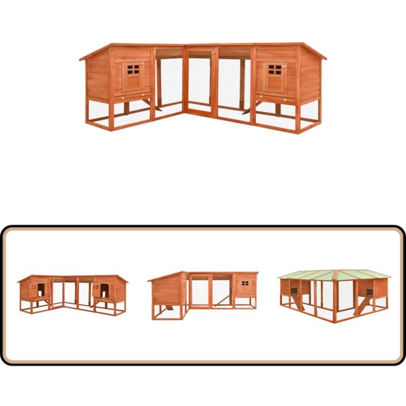 Vidaxl - Clapier d'extérieur avec piste Marron Bois de sapin solide - Clapier Lapin - Abri Lapin - Espace Extérieur Animal - Parc Animal Domestique
