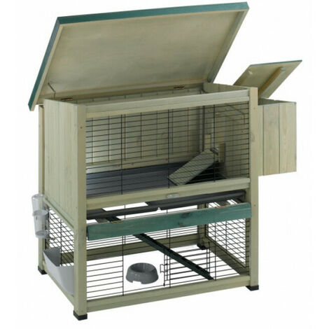 Clapier en bois pour lapins 2 étages Ranch 100 Plus
