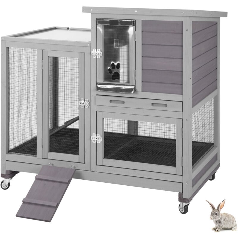 Clapier en bois pour lapins, clapier pour cochons d'Inde, clapier pour lapins pour l'intérieur, clapier pour lapins avec enclos, pour l'extérieur,