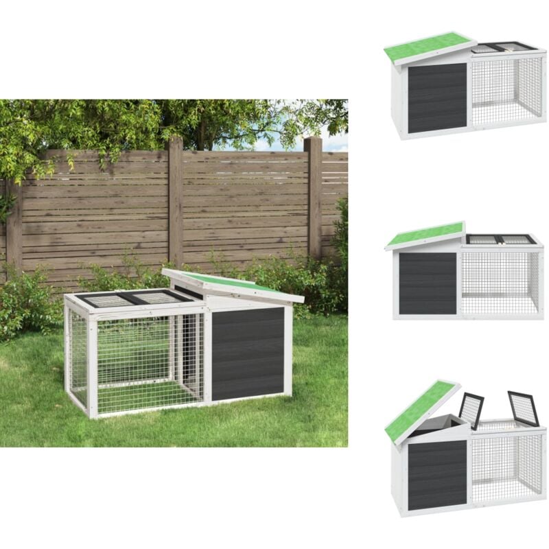 Vidaxl - Clapier gris 100,5x54x55 cm bois de pin massif - Cage à Lapin - Clapier - Abri Animal - Habitat Lapin - Hutch